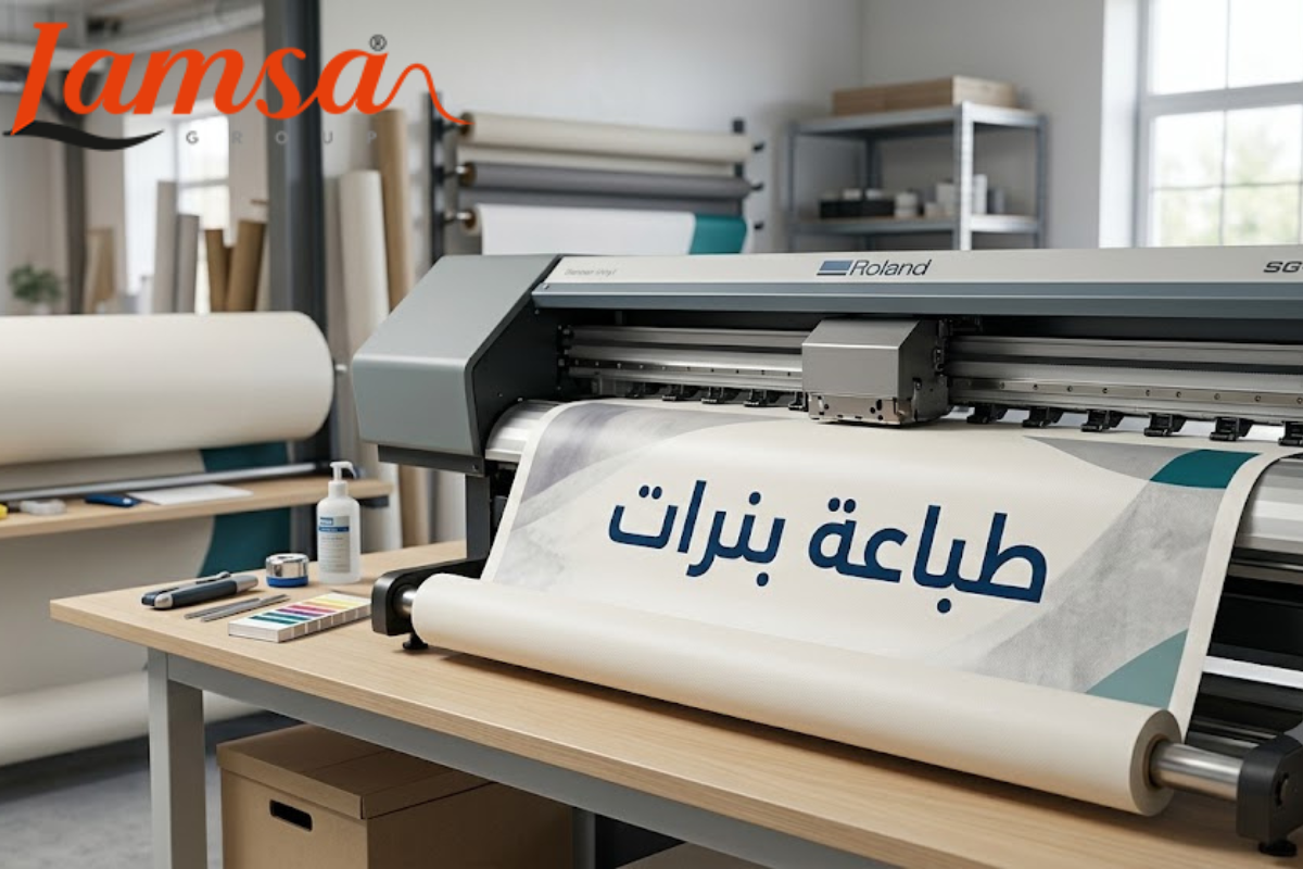 طباعة بنر احترافية لشركة لمسة للدعاية والإعلان.