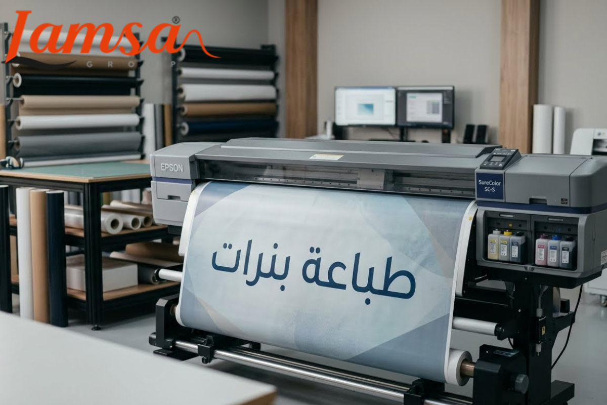 بنر إعلاني يوضح قوة الألوان وثبات الطباعة.