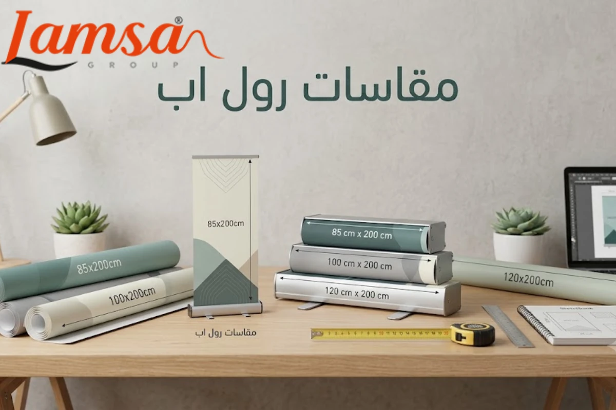 تصميم احترافي لمقاسات رول اب داخل شركة لمسة.