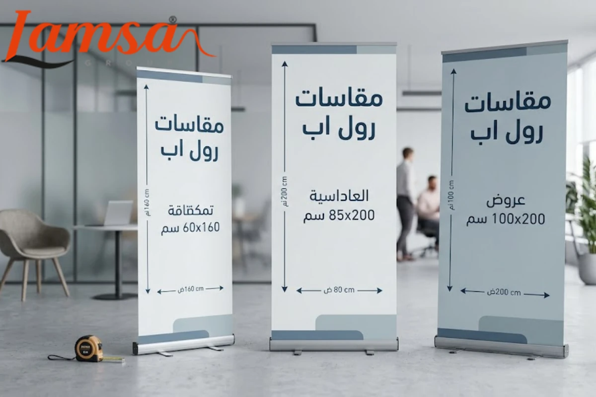 رول اب مطبوع بجودة عالية لعرض الإعلانات بوضوح.