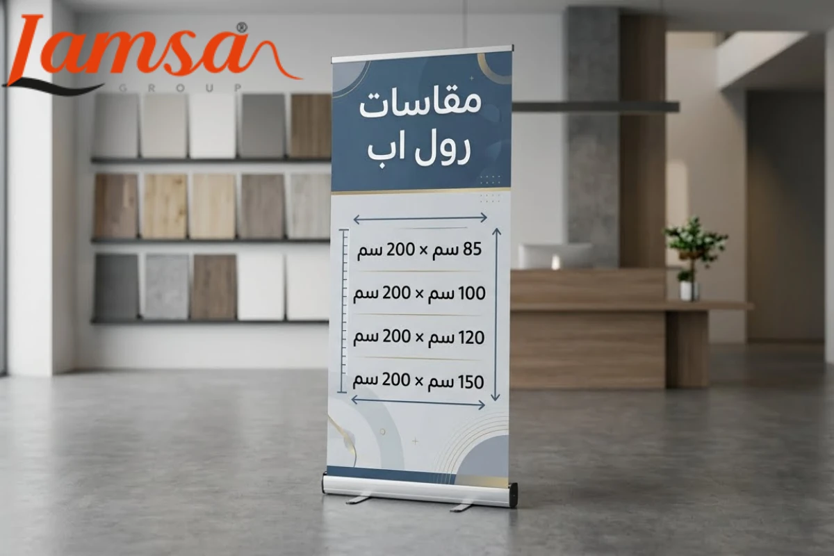 رول اب تسويقي يعرض العلامة التجارية بشكل جذاب.