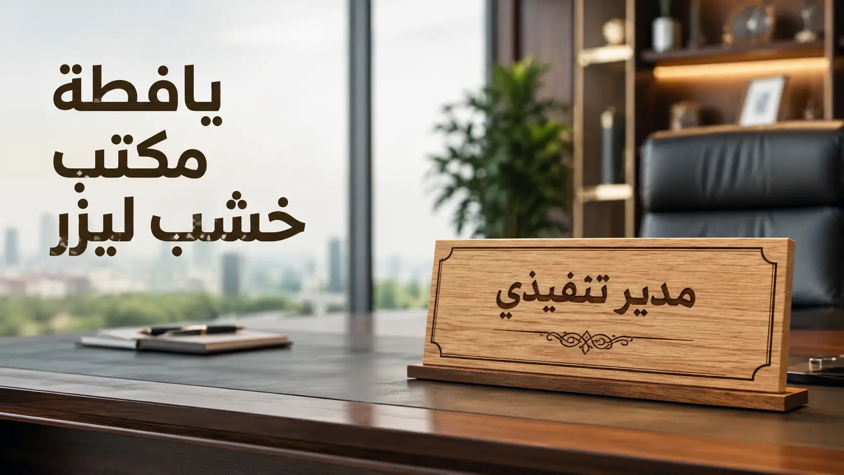 يافطة مكتب خشب ليزر