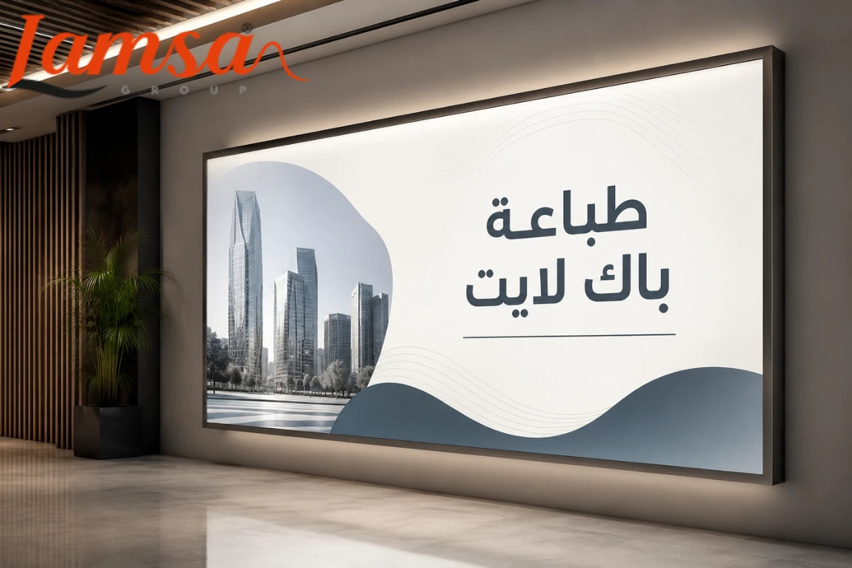 لوحة إعلانية مضيئة تم تنفيذها بتقنية طباعة باك لايت لواجهة محل تجاري