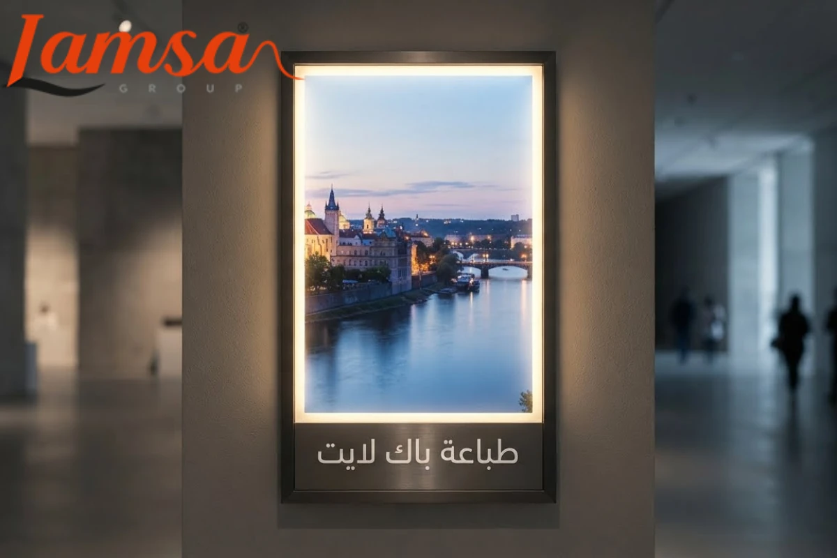 متخصص من شركة لمسة يقوم بتركيب إضاءة اللوحة الإعلانية الداخلية